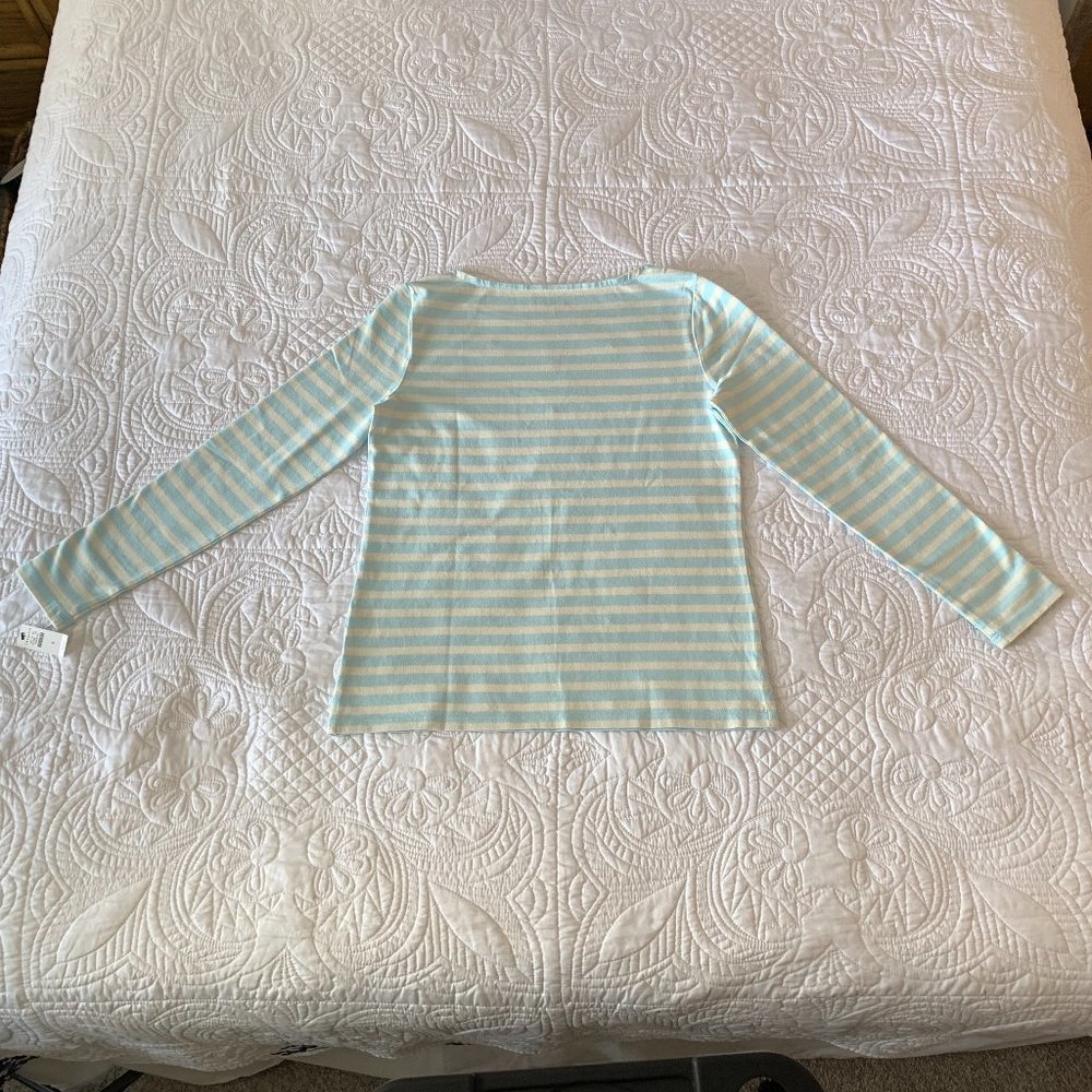 TALBOTS Long Sleeve Ice Skate Embroidered, BLUE ICE/IVORY, Medium - Picture 4 of 7